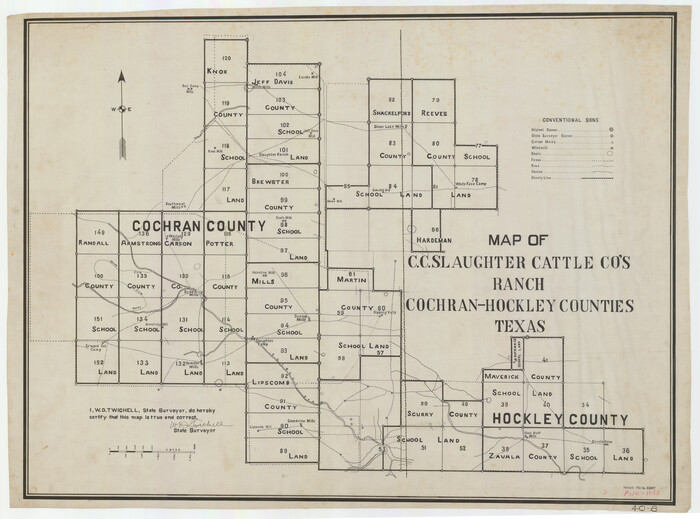 90439, Map of C. C. Slaughter Cattle Co.'s Ranch, Cochran-Hockley Counties, Texas, Twichell Survey Records