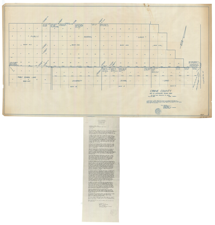 90466, Crane County Map of Unsurveyed School Lands for Bob Reid's Application to Lease, Twichell Survey Records