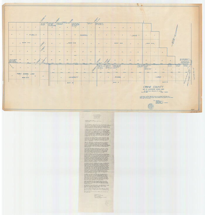 90466, Crane County Map of Unsurveyed School Lands for Bob Reid's Application to Lease, Twichell Survey Records