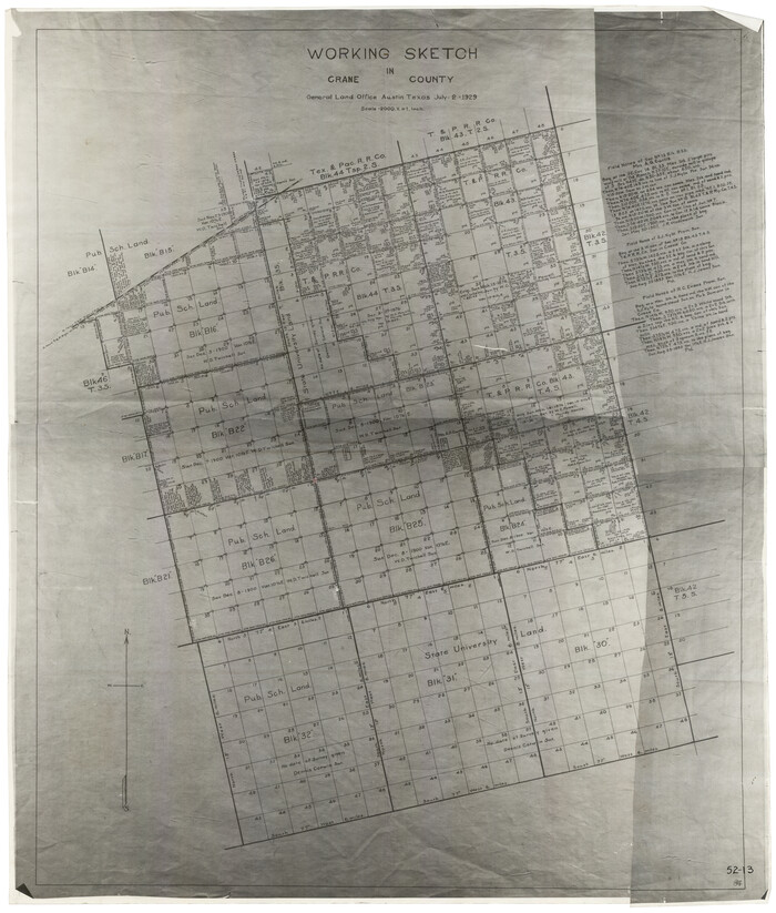 90467, Working Sketch in Crane County, Twichell Survey Records