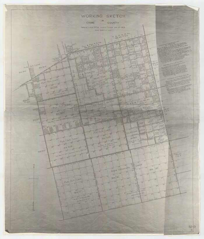 90467, Working Sketch in Crane County, Twichell Survey Records