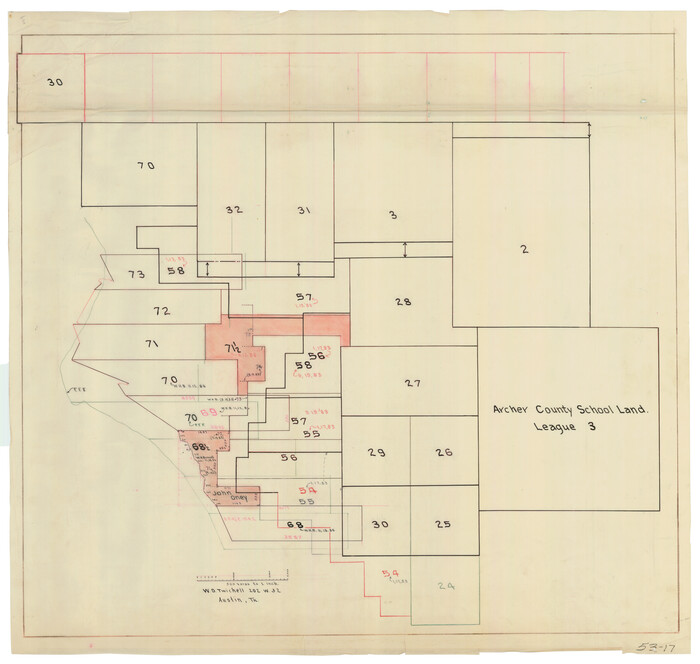 90468, [River Secs. 68-73, Archer County School Land League 3 and surrounding surveys], Twichell Survey Records