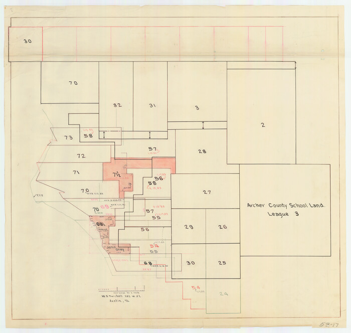 90468, [River Secs. 68-73, Archer County School Land League 3 and surrounding surveys], Twichell Survey Records