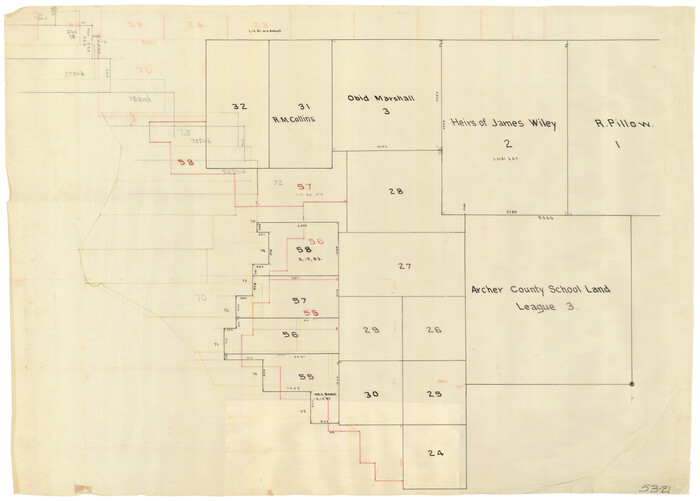 90472, [River Secs. 55-79, Archer County School Land League 3 and surrounding surveys], Twichell Survey Records