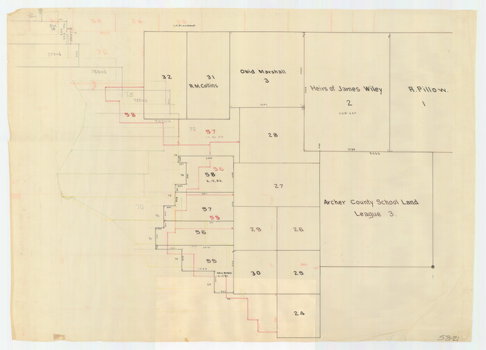 90472, [River Secs. 55-79, Archer County School Land League 3 and surrounding surveys], Twichell Survey Records