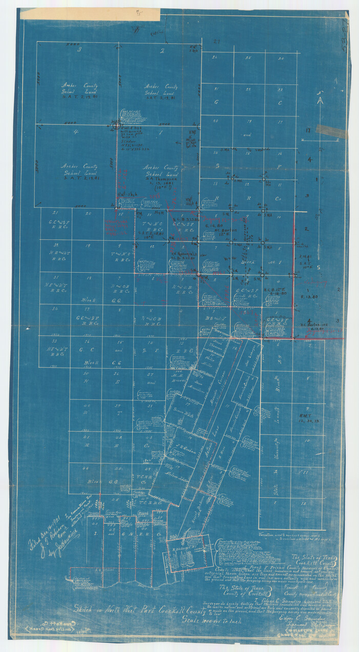 90475, Sketch in Northwest part Crockett County, Twichell Survey Records