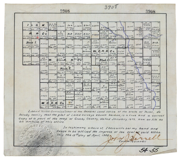90487, [W. C. RR. Co. Blks. 1 & 2, I. & G. N. RR. Co. Blk. 1, in southeast part of County], Twichell Survey Records