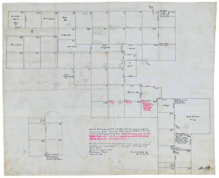 90489, [Southwest corner of county covering Blks. 24 and B9], Twichell Survey Records