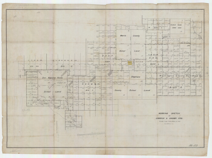 90504, Working Sketch in Lubbock and Crosby Cos., Twichell Survey Records