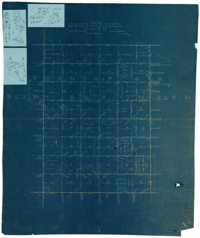 90571, Sketch showing resurvey of Blk 34 Tsp. 4 North, Twichell Survey Records