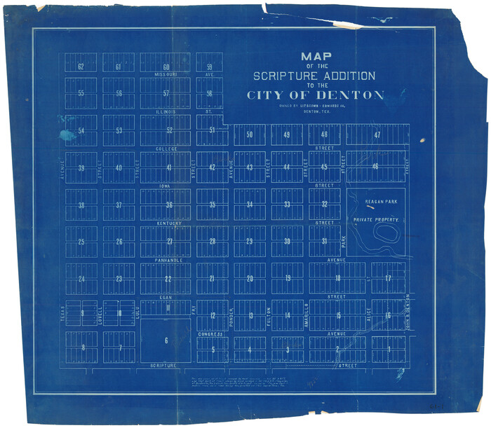 90589, Map of the Scripture Addition to the City of Denton, Twichell Survey Records