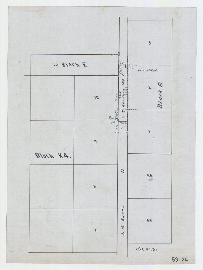 90601, [Strip between Block 8 and Block K4], Twichell Survey Records