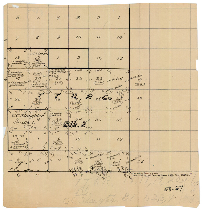 90622, [C. C. Slaughter Block 1, T. T. RR. Co. Block 2], Twichell Survey Records