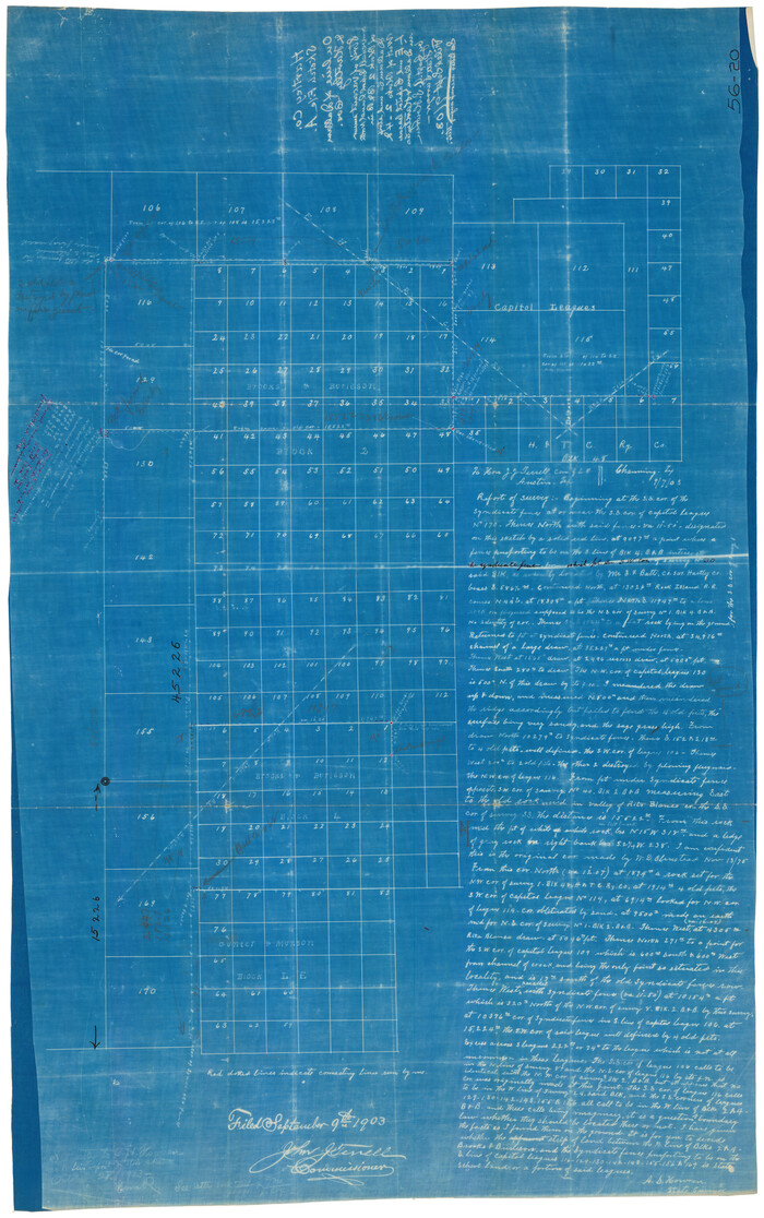 90645, [Brooks & Burleson Blocks 2 and 4, Capitol Leagues and other surveys and Blocks in vicinity], Twichell Survey Records