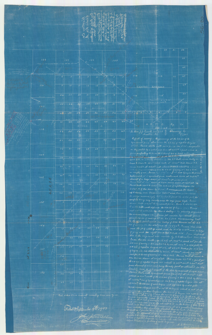90645, [Brooks & Burleson Blocks 2 and 4, Capitol Leagues and other surveys and Blocks in vicinity], Twichell Survey Records