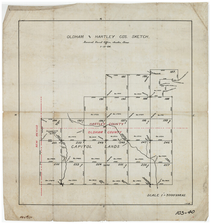 90671, Oldham and Hartley Counties Sketch, Twichell Survey Records