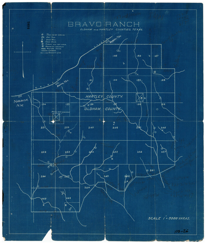90690, Map of Bravo Ranch, Twichell Survey Records