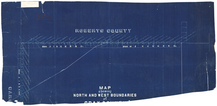 90709, Map Showing North and West Boundaries of Gray County, Twichell Survey Records