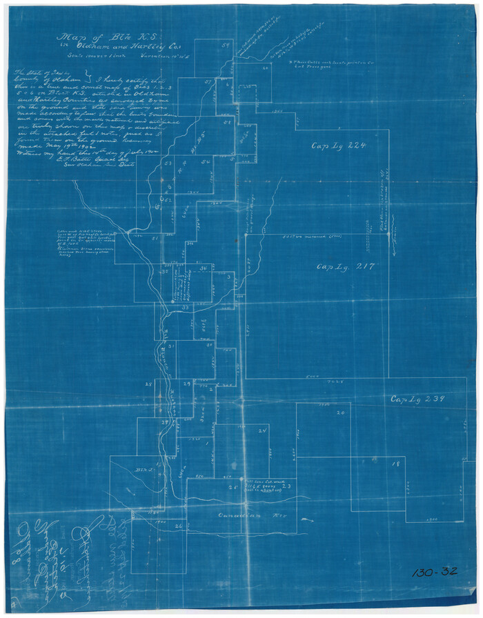 90768, Map of Block KS in Oldham and Hartley County, Texas, Twichell Survey Records