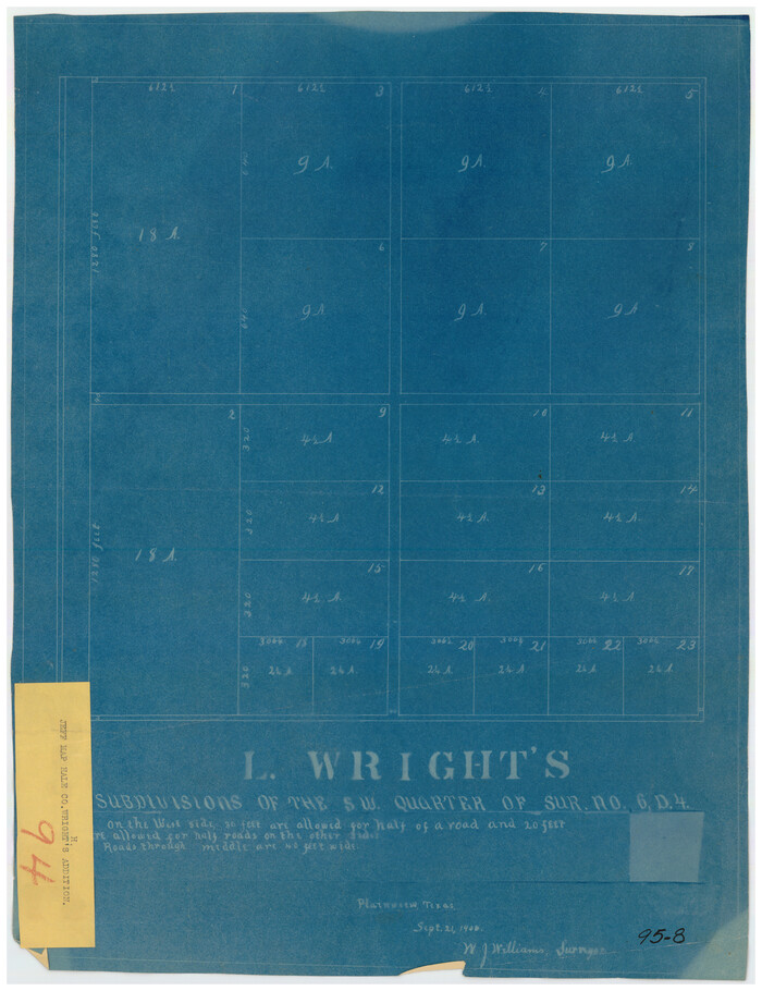 90785, L. Wright's Subdivision of the Southwest Corner of Survey Number 6, D4], Twichell Survey Records