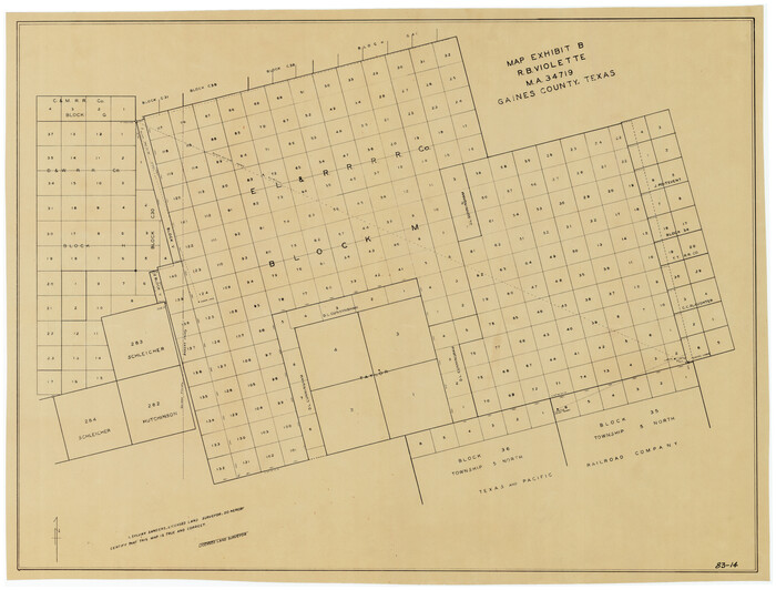 90835, Map Exhibit B, R. B. Violette M. A. 34719, Gaines County, Texas, Twichell Survey Records