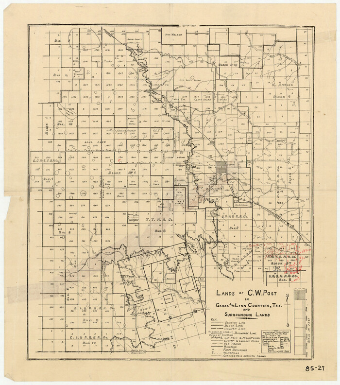 90851, Lands of C. W. Post in Garza and Lynn Counties, Tex. and Surrounding Lands, Twichell Survey Records