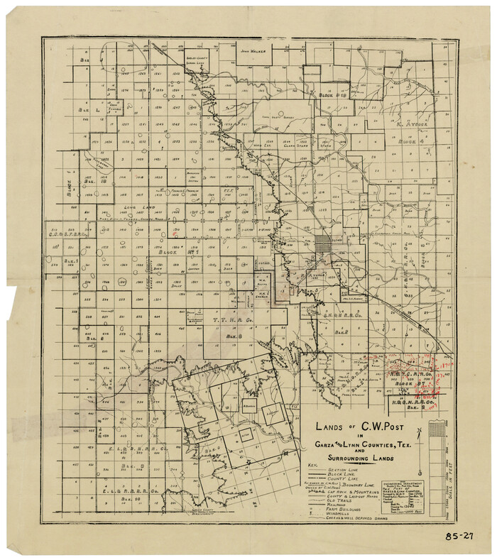 90851, Lands of C. W. Post in Garza and Lynn Counties, Tex. and Surrounding Lands, Twichell Survey Records