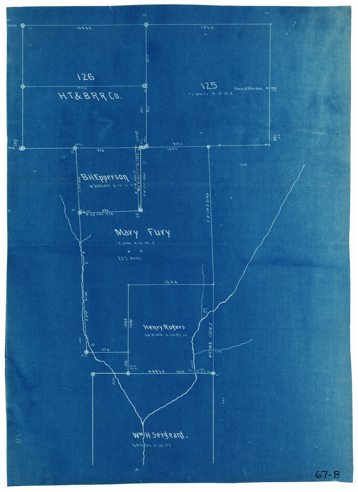 90882, [Sketch showing H. T. & B. RR. Co. Sections 125 and 126, B. H. Epperson, Mary Fury, Henry Rogers and Wm. H. Sergeant], Twichell Survey Records