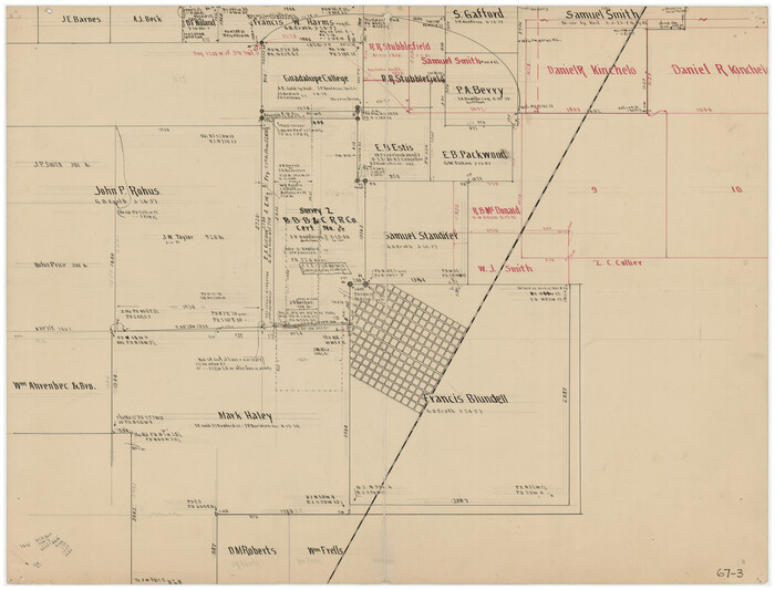 90883, [Surveys to the North and West of the Francis Blundell survey containing townsite], Twichell Survey Records