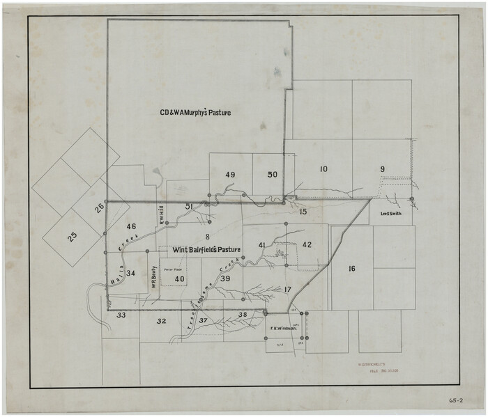 90885, [Sketch showing C. D. & W. A. Murphy's Pasture and Wint Barfield's Pasture], Twichell Survey Records