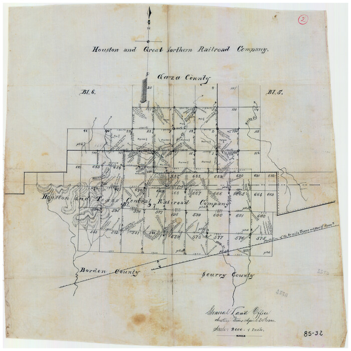 90895, Houston and Great Northern Railroad Company [North of the 80 mile T. & P. Reserve], Twichell Survey Records