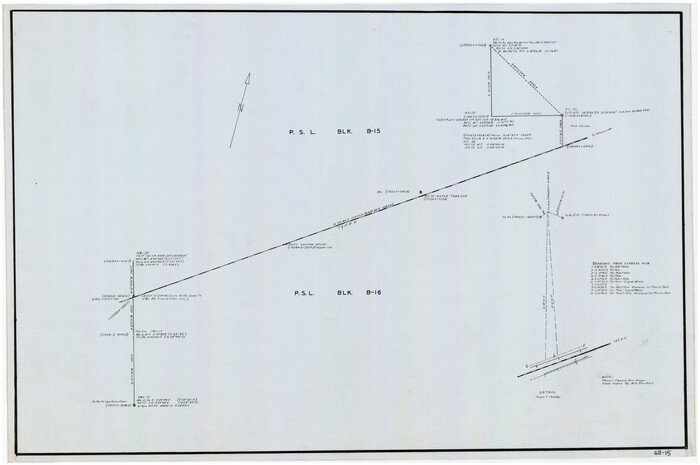 90902, [Sketch showing a stretch of T. & P. RR. Line between PSL Blocks B-15 and B-16], Twichell Survey Records