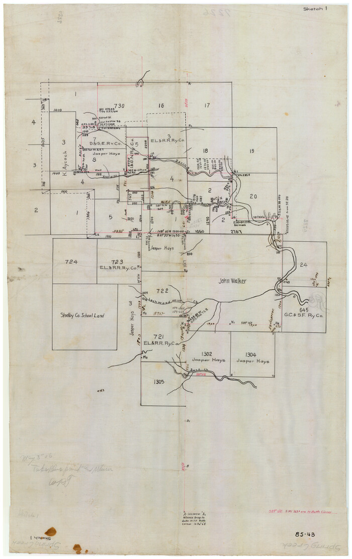 90910, [In Northwest 1/4 of County in the vicinity of the John Walker Survey], Twichell Survey Records