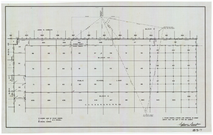 90912, [Sketch showing PSL Block AX and C. C. S. D. & R. G. N. G. RR. Co. Block G], Twichell Survey Records