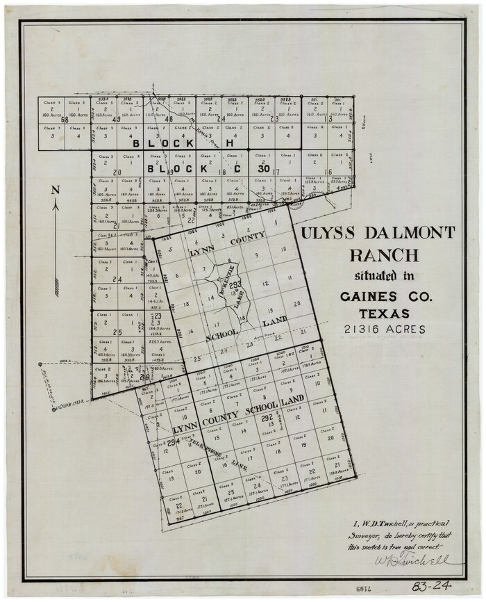 90915, Ulyss Dalmont Ranch situated in Gaines Co., Texas, 21316 Acres, Twichell Survey Records