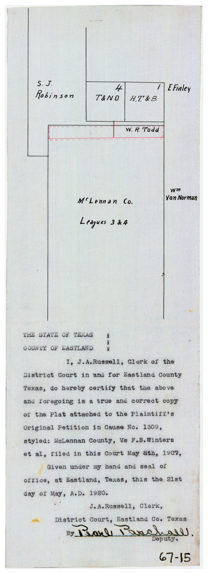 90928, [Area along North line of McLennan County School Land], Twichell Survey Records
