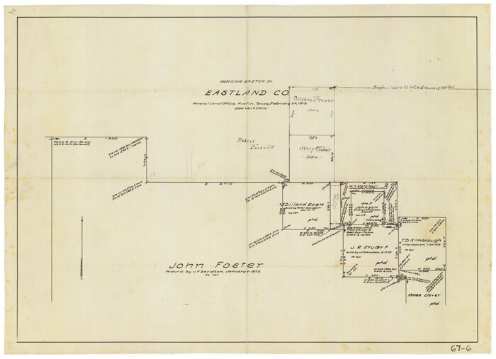 90931, Working Sketch in Eastland County, Twichell Survey Records