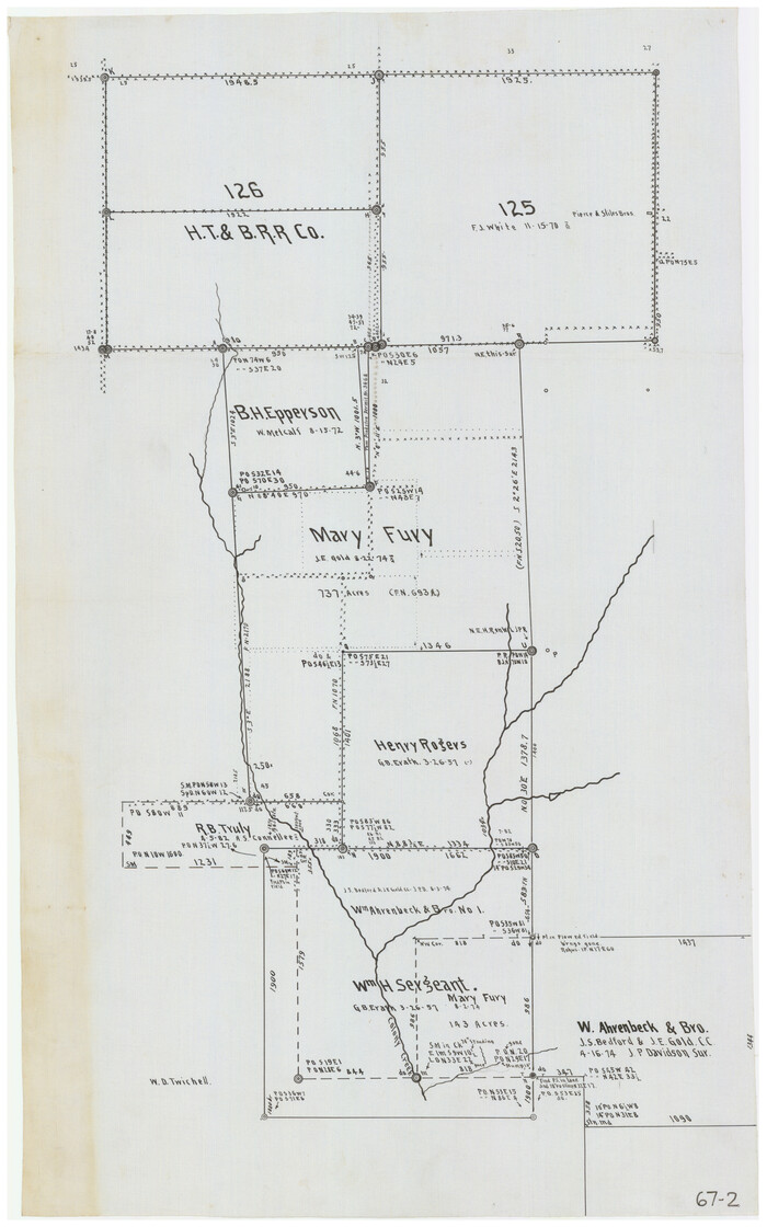 90933, [Area in the vicinity of the Mary Fury survey south of H. T. & B. RR. Co. surveys 125 and 126], Twichell Survey Records