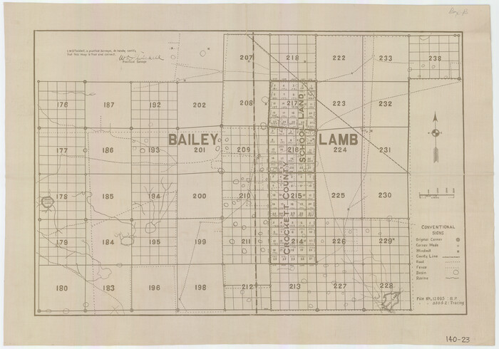 91050, C.C. Slaughter's Running Water Ranch situated in Hale and Lamb Counties, Twichell Survey Records