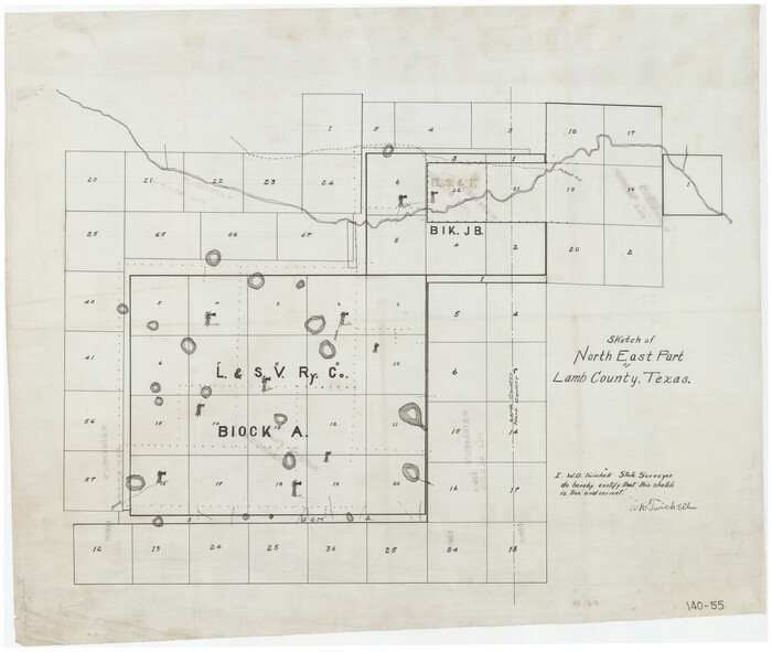 91062, Sketch of Northeast Part of Lamb County, Texas, Twichell Survey Records