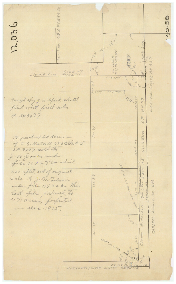 91063, [West Part of Claude E. Halsell's Survey Section 6 Block A7], Twichell Survey Records
