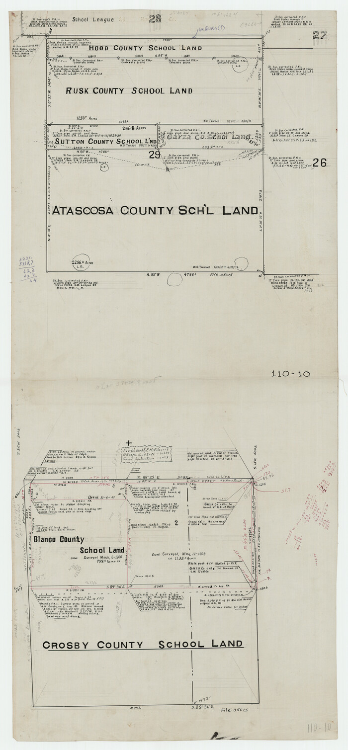 91119, [Hood, Rusk, Atascosa, Blanco, and Crosby County School Lands], Twichell Survey Records
