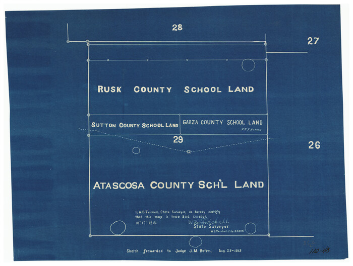 91125, [Rusk, Sutton, Garza, and Atascosa County School Lands], Twichell Survey Records