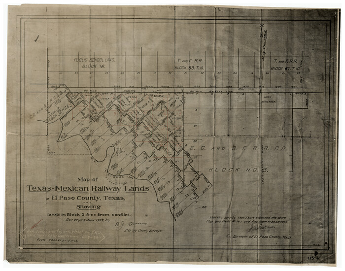91134, Map of Texas-Mexican Railway Lands in El Paso County, Texas, Twichell Survey Records