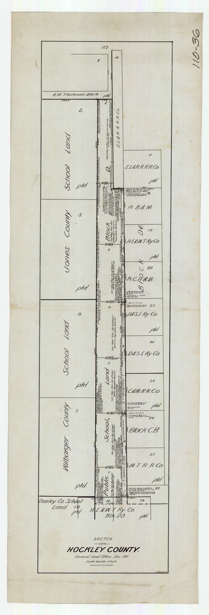 91199, Sketch in Hockley County, Texas, Twichell Survey Records