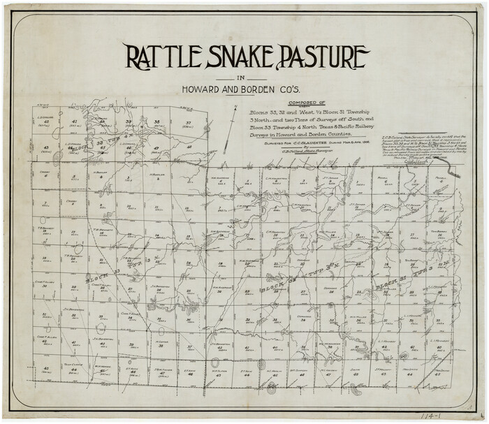 91204, Rattlesnake Pasture in Howard and Borden Counties, Twichell Survey Records