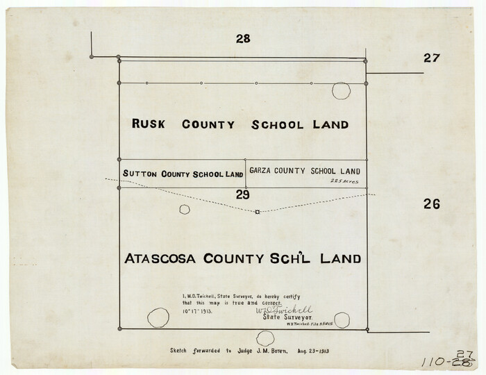 91219, [Rusk, Sutton, Garza, and Atascosa County School Lands], Twichell Survey Records