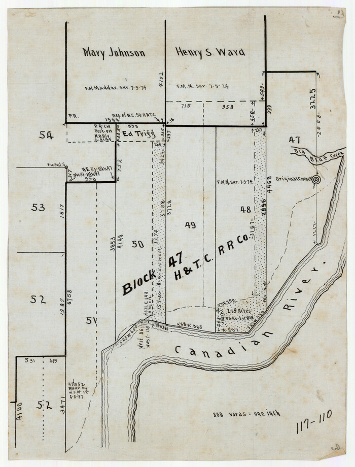 91221, [H. & T. C. RR. Company Block 47, Sections 47, 48, 49, 50, 51, and 52], Twichell Survey Records