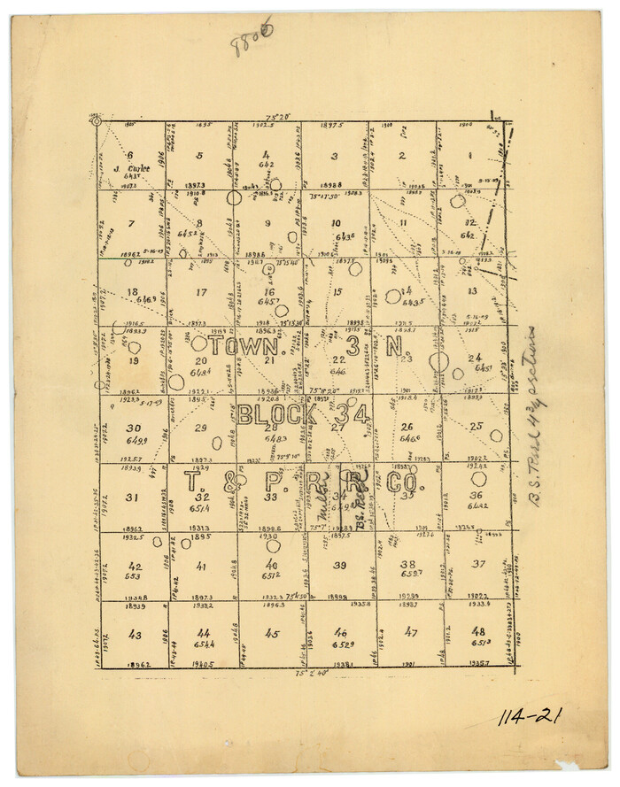 91227, [Township 3 North, Block 34], Twichell Survey Records