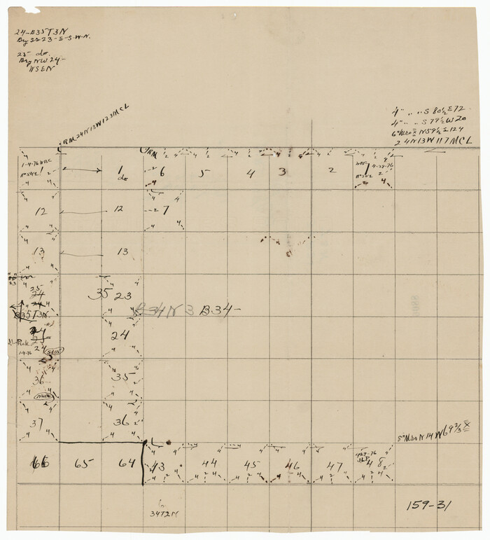 91287, [Part of Blocks 34 and 35, Township 3 North], Twichell Survey Records